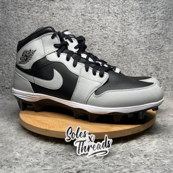 Air Jordan 1 Mid TD \'Shadow 2.0\' Size 14 Men\'s Football Cleats Black Smoke Grey main image 7